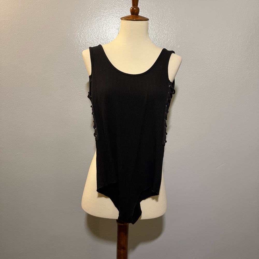 Emma & Sam Black Ribbed Bodysuit